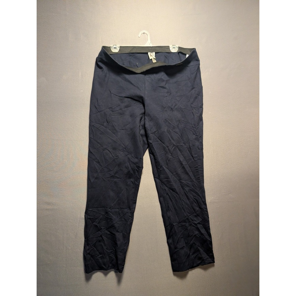 Anne Klein Ankle Pants Womens 14 Black Casual Straight Leg Flat Front Pull On